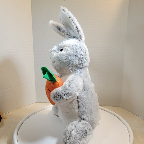 Gray Plush Bunny Rabbit 17” Holding Carrot Soft Toy Stuffed Animal Cute Gift - Picture 7 of 16